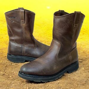 Wolverine Work Boots Mens 13M Wellington Brown Leather Pull-On Western W04727